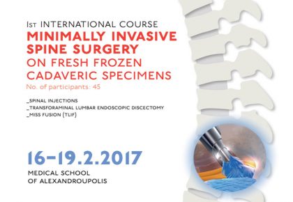1st International Course Minimally Invasive spine Surgery on Fresh Frozen Cadaveric Specimens poster