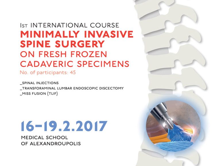 1st International Course Minimally Invasive spine Surgery on Fresh Frozen Cadaveric Specimens poster